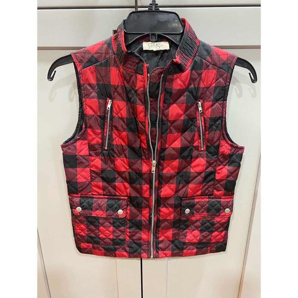 Jessica Simpson Big Girls Size 14/16 Sleeveless Quilted Buffalo Plaid Vest